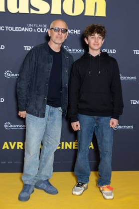 Juste Une Illusion Paris Film Premiere Gad Elmaleh and his son Raphael Elmaleh attends Juste Une Illusion Paris Film Premiere at Le Grand REX on March 22, 2026 in Paris, France. Photo by Nasser Berzane ABACAPRESS.COM Paris France  Copyright: xBerzanexNasser ABACAx