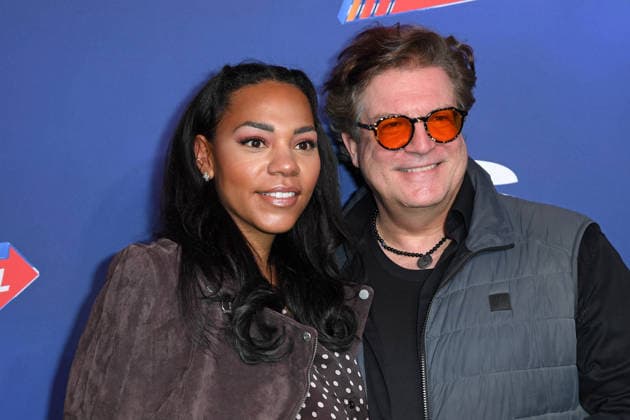Francis Fulton Smith with girlfriend Salomea Noemi at the premiere of BACK TO THE FUTURE THE MUSICAL at the Stage Operettenhaus in Hamburg on 22 03 2026