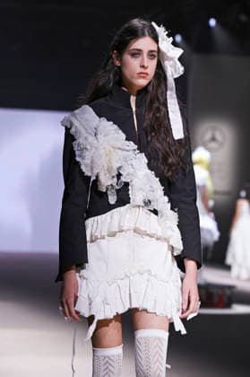 Mercedes-Benz Fashion Week Madrid in Spain - 22 Mar 2026 A model walks the runway wearing a design by Mericusan during Mercedes-Benz Fashion Week de Madrid in IFEMA. Madrid Spain Copyright: xAtilanoxGarciax xSOPAxImagesx photos10268