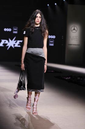 Mercedes-Benz Fashion Week Madrid in Spain - 22 Mar 2026 A model walks the runway wearing a design by Pat Equilux during Mercedes-Benz Fashion Week de Madrid in IFEMA. Madrid Spain Copyright: xAtilanoxGarciax xSOPAxImagesx photos10280