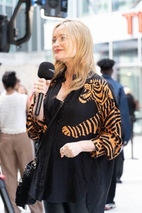 London, red carpet arrivals for the world premiere of The Hunger Games: On Stage at the Troubadour Canary Wharf Theatre. Pictured: Laura Whitmore  Copyright: xcristinaxmasseix xipa-agency.netx xx IPA_Agency_IPA73316074