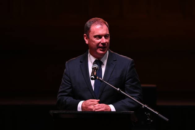 MELBOURNE COMEDY FESTIVAL LAUNCH, Minister for Creative Industries, Colin Brooks MP speaks during the launch of the 2026 Melbourne International Comedy Festival at Melbourne Town Hall, in Melbourne, Monday, March 23, 2026. ( NO ARCHIVING MELBOURNE VICTORIA AUSTRALIA  Copyright: xJAMESxROSSx 20260323112361400231