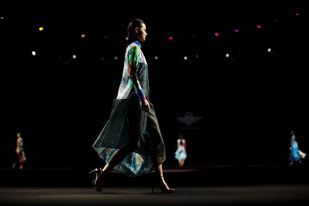 BEIJING, CHINA - MARCH 23: A model walks the runway at the Lock Fly Duck collection by designer Suofeiyan Kali on day 4 of China Fashion Week 2026 (Spring) at 798Â·751 PARK on March 23, 2026 in Beijing, China.  Copyright: xChinaxNewsxServicex 111630189302
