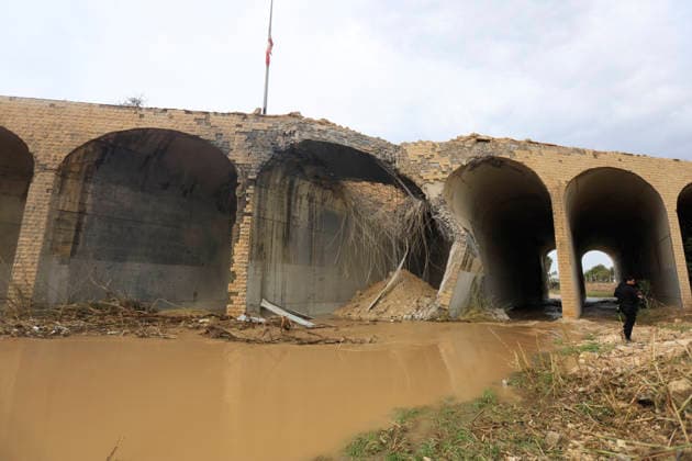 March 23, 2026, Tyre, Tyre, Lebanon: The Qasmiyeh Bridge in southern Lebanon was heavily damaged after being struck twice by Israeli warplanes, cutting a vital route connecting Sidon, Zahrani, and the city of Tyre. The strike is part of a series of attacks targeting key infrastructure, following earlier hits on bridges in Qaqaiyat al-Jisr and the Zahrani area. Tyre Lebanon - ZUMAb339 20260323_znp_b339_008 Copyright: xAbdulxKaderxAlxBayx