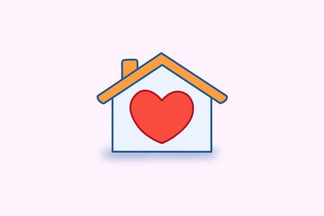Minimalistic house icon with heart symbol on pastel background property released, JMHMF01442