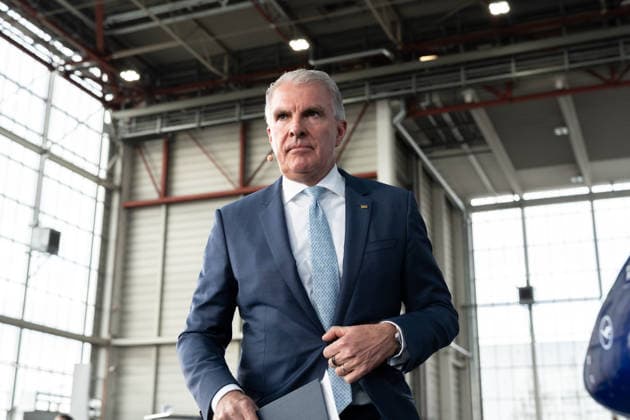 Munich, Freising, Bavaria, Germany - March 23, 2026: 100th anniversary of the Lufthansa Group at Munich Airport. Carsten Spohr (Lufthansa, Executive Board, Chairman of the Executive Board)