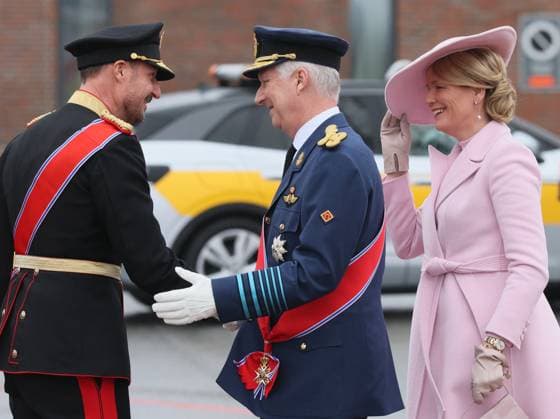 Crown Prince Haakon Magnus of Norway welcomes King Philippe - Filip of Belgium and Queen Mathilde of Belgium at the arrival at Oslo airport on the first day of the official state visit of the Belgian royal couple to Norway, on Tuesday 24 March 2026. Belgian monarchs are on an official state visit to Norway from 24 to 26 March 2026.  BENOITxDOPPAGNE 168745442