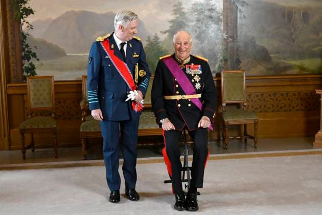 State Visit of King Philippe and Queen Mathilde to Norway (Day 1) OSLO, NORWAY - MARCH 24 : official photo in the Birds Room of King Philippe of Belgium and King Harald of Norway pictured during the official state visit in Norway of the Belgian Sovereins on March 24, 2026 in Oslo, Norway, 24 03 2026 Oslo Norway  Copyright: xDidierxLebrunx