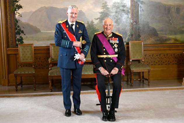 State Visit of King Philippe and Queen Mathilde to Norway (Day 1) OSLO, NORWAY - MARCH 24 : official photo in the Birds Room of King Philippe of Belgium and King Harald of Norway pictured during the official state visit in Norway of the Belgian Sovereins on March 24, 2026 in Oslo, Norway, 24 03 2026 Oslo Norway  Copyright: xDidierxLebrunx