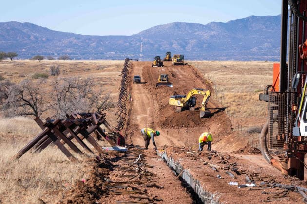 March 24, 2026, Sierra Vista, Az, United States: Workers cut a road through a the Coronado National Memorial along where the new border wall system separating Mexico from the United States will be constructed, January 15, 2026, southwest of Sierra Vista, Arizona. Trump has spent nearly 8 billion dollars building the wall making it the most expensive public works project in history. Sierra Vista United States - ZUMAp138 20260324_zaa_p138_011 Copyright: xJerryxGlaser Cbpx