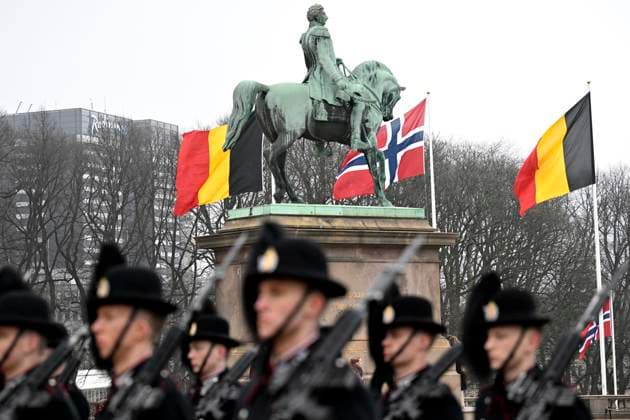State Visit of King Philippe and Queen Mathilde to Norway (Day 1) OSLO, NORWAY - MARCH 24 : State Visit of King Philippe and Queen Mathilde to Norway (Day 1) : Official welcoming ceremony at the Royal Palace : 1) Outside: arrival of King Harald, Queen Sonja & National anthems & Inspection of the Guard of Honour (by HRH Crown Prince Haakon and HM the King Philippe and Queen Mathilde) on March 24, 2026 in Oslo, Norway, 24 03 2026 Oslo Norway  Copyright: xDidierxLebrunx