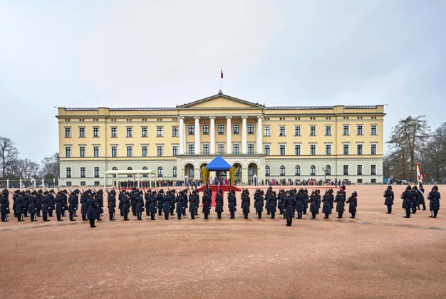 State Visit Of The King And Queen Of Belgium To Norway - Day 1 Official visit of the king Philippe and the queen Mathilde in Norway, arrival of TTMM and welcome King Harald, Queen Sonja and HRH Crown Princess Mette-Marit in the castle of Oslo. The Princess was inside the castle for the ceremony of gift of presents, on March, 2026, in Oslo, Norway. Photo by Olivier Polet ABACAPRESS.COM Oslo Norway  Copyright: xPoletxOlivier ABACAx