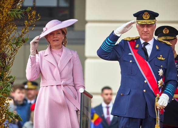State Visit Of The King And Queen Of Belgium To Norway - Day 1 Official visit of the king Philippe and the queen Mathilde in Norway, arrival of TTMM and welcome King Harald, Queen Sonja and HRH Crown Princess Mette-Marit in the castle of Oslo. The Princess was inside the castle for the ceremony of gift of presents, on March, 2026, in Oslo, Norway. Photo by Olivier Polet ABACAPRESS.COM Oslo Norway  Copyright: xPoletxOlivier ABACAx