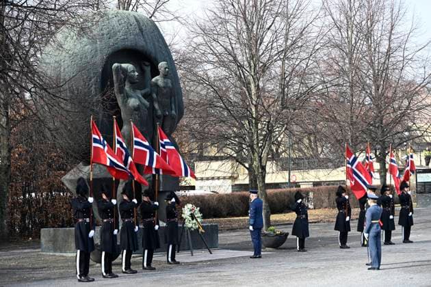 State Visit of King Philippe and Queen Mathilde to Norway (Day 1) OSLO, NORWAY - MARCH 24 : State Visit of King Philippe and Queen Mathilde to Norway (Day 1) : Wreath-laying ceremony at the National Monument for victims of war 1940-45 with Prince Haakon of Norway on March 24, 2026 in Oslo, Norway, 24 03 2026 Oslo Norway  Copyright: xDidierxLebrunx