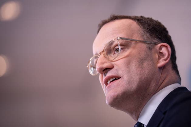 Jens Spahn, Chairman of the CDU CSU parliamentary group in the German Bundestag during his press statement Press statement before parliamentary group meeting in the German Bundestag, parliamentary group level, Berlin Berlin Germany Bundestag