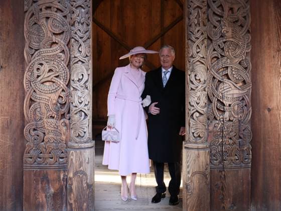 Queen Mathilde and King Philippe - Filip of Belgium visit the traditional Gol Stave Church at the Norsk Folkemuseum in Oslo, on the first day of the official state visit of the Belgian royal couple to Norway, on Tuesday 24 March 2026. Belgian monarchs are on an official state visit to Norway from 24 to 26 March 2026.  BENOITxDOPPAGNE 168771973