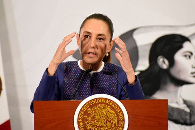 Mexico™s President Claudia Sheinbaum Holds News Conference Mexico™s President Claudia Sheinbaum Pardo speaks during a news conference about the law to prevent, punish and repair the damage in the Crime of Femicide at the National Palace. on March 24, 2026 in Mexico City, Mexico. (Photo by Luis Barron Eyepix Group) Copyright: xLuisxBarronx xEyepixxGroupx LB_24032026_179236