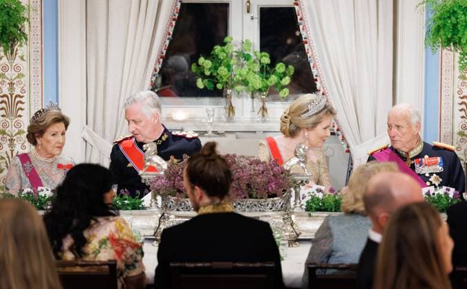 State Visit of King Philippe and Queen Mathilde to Norway (Day 1) OSLO, NORWAY - MARCH 24 : State Visit of King Philippe and Queen Mathilde to Norway (Day 1) : State Banquet with King Harald V, Queen Sonja, Crown Prince Haakon, King Philippe and Queen Mathilde on March 24, 2026 in Oslo, Norway, 24 03 2026 Oslo Norway  Copyright: xPhotoxNewsx