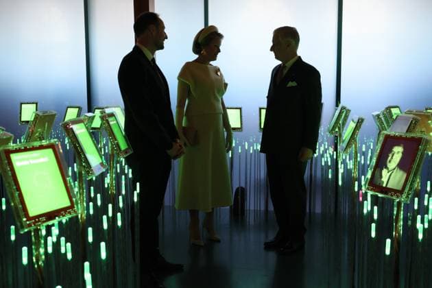 Crown Prince Haakon Magnus of Norway, Queen Mathilde and King Philippe - Filip of Belgium visit the Nobel Peace Centre in Oslo, on day two of the official state visit of the Belgian royal couple to Norway, on Wednesday 25 March 2026. Belgian monarchs are on an official state visit to Norway from 24 to 26 March 2026.  BENOITxDOPPAGNE 168823661