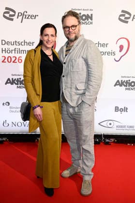 Ulrike Frank with husband Marc Schubring at the presentation of the 24 German Hearing Film Award 2026 at the Colosseum Filmtheater Berlin, 24 03 2026 Foto:xN.xKubelkax xFuturexImagex hoerfilmpreis_6346