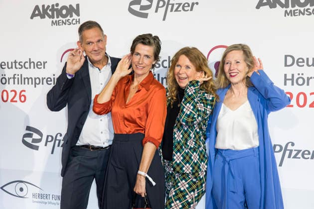 German Audio Film Award, Award Ceremony at the Colosseum Cinema, Berlin, 24 03 2026 Klaus Peter Grap, Julia Bremermann, Marion Kracht and Petra Zieser before the award ceremony for the German Audio Film Award at the Colosseum Cinema in Berlin on 24 03 2026 Berlin Cinema Colosseum Copyright: xBenxKriemannx