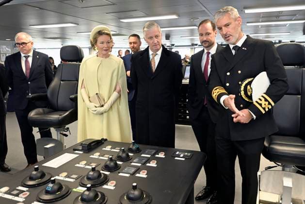 State Visit of King Philippe and Queen Mathilde to Norway (Day 2) OSLO, NORWAY - MARCH 25 : State Visit of King Philippe and Queen Mathilde to Norway (Day 2) : Visit of the new DEME wind turbine installation vessel Norse Wind with Crown Prince Haakon of Norway , on March 25, 2026 in Oslo, Norway, 25 03 2026 Oslo Norway  Copyright: xDidierxLebrunx