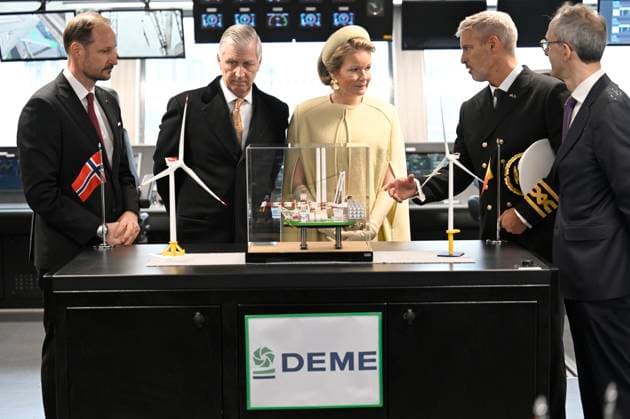 State Visit of King Philippe and Queen Mathilde to Norway (Day 2) OSLO, NORWAY - MARCH 25 : State Visit of King Philippe and Queen Mathilde to Norway (Day 2) : Visit of the new DEME wind turbine installation vessel Norse Wind with Prince Haakon of Norway on March 25, 2026 in Oslo, Norway, 25 03 2026 Oslo Norway  Copyright: xDidierxLebrunx