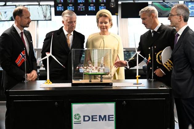 State Visit of King Philippe and Queen Mathilde to Norway (Day 2) OSLO, NORWAY - MARCH 25 : State Visit of King Philippe and Queen Mathilde to Norway (Day 2) : Visit of the new DEME wind turbine installation vessel Norse Wind with Prince Haakon of Norway on March 25, 2026 in Oslo, Norway, 25 03 2026 Oslo Norway  Copyright: xDidierxLebrunx