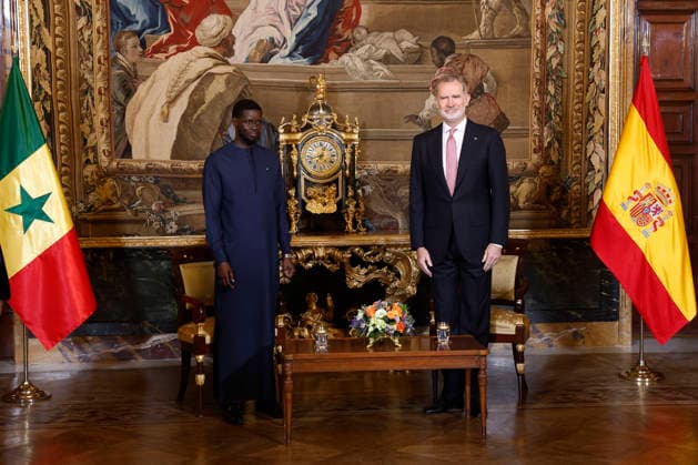 Spanish King Felipe VI and President of Senegal Bassirou Diomaye Diakhar Faye pose during their meeting at the Royal Palace on the occasion of Faye s first official visit to Spain, in Madrid, 25 March 2026. Spanish King meets President of Senegal in Madrid !ACHTUNG: NUR REDAKTIONELLE NUTZUNG!  Copyright: xChemaxMoyax GRAF8845 20260325-55019807905_1