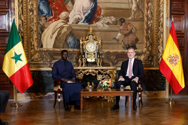 Spanish King Felipe VI and President of Senegal Bassirou Diomaye Diakhar Faye pose during their meeting at the Royal Palace on the occasion of Faye s first official visit to Spain, in Madrid, 25 March 2026. Spanish King meets President of Senegal in Madrid !ACHTUNG: NUR REDAKTIONELLE NUTZUNG!  Copyright: xChemaxMoyax GRAF8841 20260325-55019807924_1
