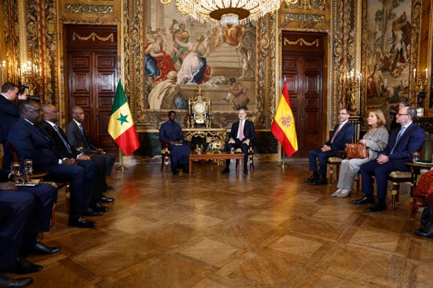 Spanish King Felipe VI and President of Senegal Bassirou Diomaye Diakhar Faye pose during their meeting at the Royal Palace on the occasion of Faye s first official visit to Spain, in Madrid, 25 March 2026. Spanish King meets President of Senegal in Madrid !ACHTUNG: NUR REDAKTIONELLE NUTZUNG!  Copyright: xChemaxMoyax GRAF8840 20260325-55019807928_1