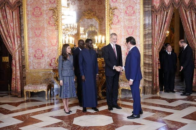 25-03-2026 Madrid Queen Letizia and King Felipe during a meeting with the president of Senegal, Basirou Diomaye Diakhar Faye, at the royal palace in Madrid. No Spain Â  Copyright: xPPEx
