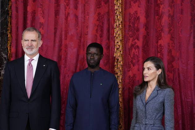 25-03-2026 Madrid Queen Letizia and King Felipe during a meeting with the president of Senegal, Basirou Diomaye Diakhar Faye, at the royal palace in Madrid. No Spain Â  Copyright: xPPEx