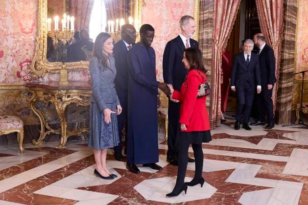 Spanish King Felipe VI and Queen Letizia during a lunch ceremony for Senegal President on occasion his official visit to Spain in Madrid on Wednesday , 25 March 2026. Cordon Press 