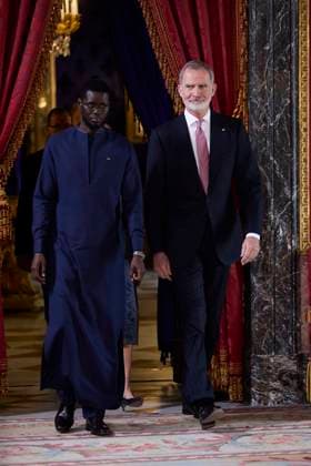 Spanish King Felipe VI and Queen Letizia during a lunch ceremony for Senegal President on occasion his official visit to Spain in Madrid on Wednesday , 25 March 2026. Cordon Press 