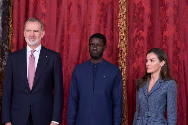 25-03-2026 Madrid Queen Letizia and King Felipe during a meeting with the president of Senegal, Basirou Diomaye Diakhar Faye, at the royal palace in Madrid. No Spain Â  Copyright: xPPEx