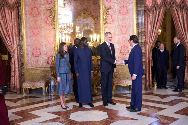 March 25, 2026, Madrid, Madrid, Spain: King Felipe VI of Spain, Queen Letizia of Spain, President of the of Senegal, Bassirou Diomaye Diakhar Faye attends a lunch with President of the of Senegal at Royal Palace on March 25, 2026 in Madrid, Spain Madrid Spain  - ZUMAg15_ 20260325_zaf_g15_057 Copyright: xJackxAbuinx
