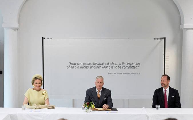 Belgian Royal Couple Visits Norway - Day 2 Queen Mathilde and King Philippe of Belgium visited the Nobel peace center in Oslo in Olso, Norway on March 25, 2026, during the second day of the official visit in Norway. Photo by Olivier Polet ABACAPRESS.COM Oslo Norway  Copyright: xPoletxOlivier ABACAx