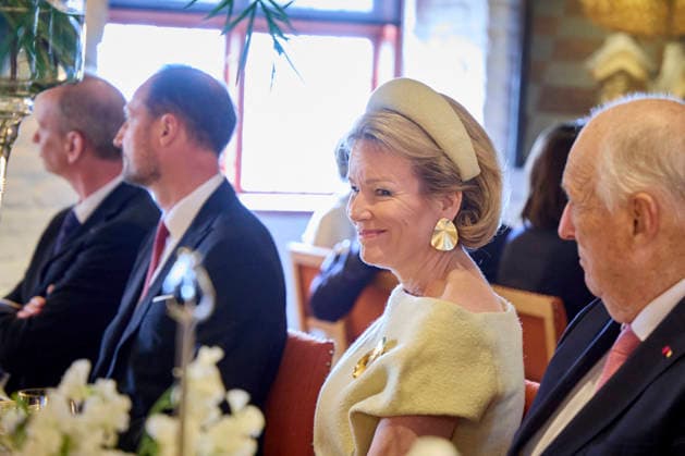 Belgian Royal Couple Visits Norway - Day 2 Queen Mathilde and King Philippe of Belgium visited the Akershus Fortress where they eated with king King Harald V and Queen Sonja and Prince Haakon in Olso, Norway on March 25, 2026, during the second day of the official visit in Norway. Photo by Olivier Polet ABACAPRESS.COM Oslo Norway  Copyright: xPoletxOlivier ABACAx