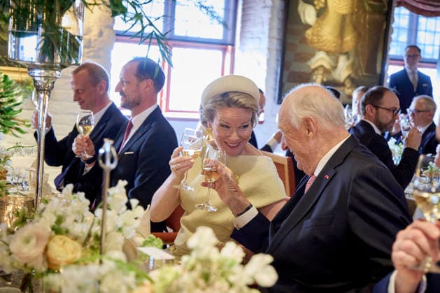Belgian Royal Couple Visits Norway - Day 2 Queen Mathilde and King Philippe of Belgium visited the Akershus Fortress where they eated with king King Harald V and Queen Sonja and Prince Haakon in Olso, Norway on March 25, 2026, during the second day of the official visit in Norway. Photo by Olivier Polet ABACAPRESS.COM Oslo Norway  Copyright: xPoletxOlivier ABACAx