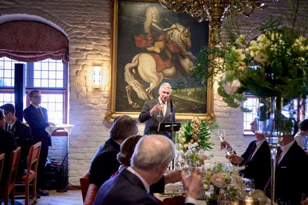 Belgian Royal Couple Visits Norway - Day 2 Queen Mathilde and King Philippe of Belgium visited the Akershus Fortress where they eated with king King Harald V and Queen Sonja and Prince Haakon in Olso, Norway on March 25, 2026, during the second day of the official visit in Norway. Photo by Olivier Polet ABACAPRESS.COM Oslo Norway  Copyright: xPoletxOlivier ABACAx