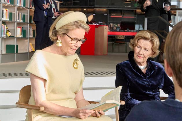 Belgian Royal Couple Visits Norway - Day 2 Queen Mathilde and King Philippe of Belgium visited An interactive seminar in the Oslo library, on enhancing children’s reading skills and Queen Sonja and Prince Haakon in Olso, Norway on March 25, 2026, during the second day of the official visit in Norway. Photo by Olivier Polet ABACAPRESS.COM Oslo Norway  Copyright: xPoletxOlivier ABACAx
