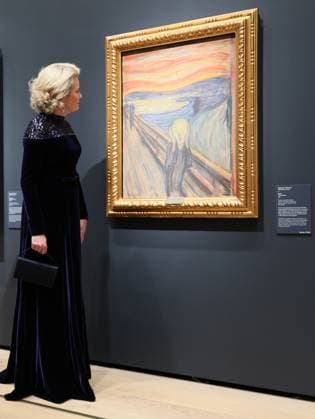 Queen Mathilde of Belgium pictured at a guided visit to the Munch room of the National Museum in Oslo, on day two of the official state visit of the Belgian royal couple to Norway, on Wednesday 25 March 2026. Belgian monarchs are on an official state visit to Norway from 24 to 26 March 2026.  BENOITxDOPPAGNE 168889196