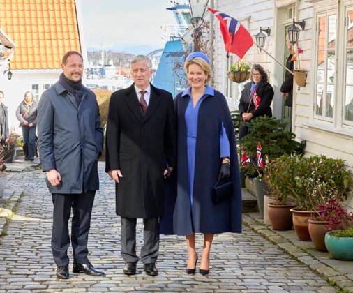 Belgian Royal Couple Visits Norway - Day 3 Queen Mathilde and King Philippe of Belgium with Prince Haakon during the Visited the old village of Stavanger in Norway on March 25, 2026, during the second day of the official visit in Norway. Photo by Olivier Polet ABACAPRESS.COM Stavanger Norway  Copyright: xPoletxOlivier ABACAx