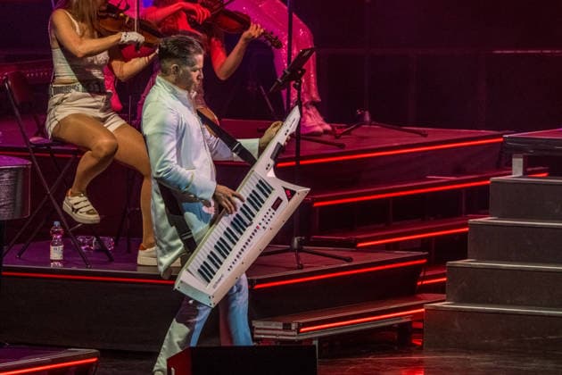 German DJ, composer and producer Alex Christensen on Classical Dance Tour at the quarterback immobilien arena leipzig with the berlin orchestra and singers linda teodosiu and yass Alex Christensen Leipzig
