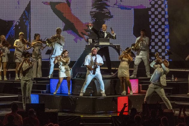 German DJ, composer and producer Alex Christensen on Classical Dance Tour at the quarterback immobilien arena leipzig with the berlin orchestra and singers linda teodosiu and yass Alex Christensen Leipzig