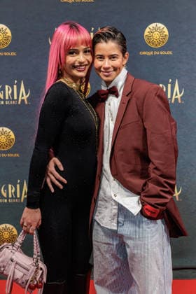 26 03 2026 Düsseldorf Cirque du Soleil Alegria Red Carpet on the evening of the Düsseldorf premiere Here l r Chantal Jale Kirman and Hanna Sökeland Düsseldorf Gerresheim Glasmacherviertel North Rhine-Westphalia Germany