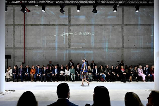 (260328) -- SKOPJE, March 28, 2026 -- A model presents creations during the China Night gala of Fashion Weekend Skopje, in Skopje, North Macedonia, March 27, 2026. (Photo by Xinhua) NORTH MACEDONIA-SKOPJE-FASHION- CHINA NIGHT GALA TomislavxGeorgiev 