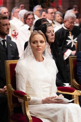 Pope Leo XIV And Royals During Mass At Cathedral of Our Lady Immaculate - Monaco Pope Leo XIV during a mass at the Cathedral of Our Lady Immaculate in Monaco, welcomed by Princess Charlene of Monaco. On March 28, 2026 in Monaco. A Liturgy of the Hours will be celebrated at Monaco Cathedral, in the form of the Office of Sext, during which His Holiness Pope Leo XIV will deliver a homily. This celebration, presided over by the Holy Father, will bring together the clergy, the religious sisters of Monaco, and representatives of the diocese s services, movements, and associations. Photo by Olivier Huitel Pool ABACAPRESS.COM Monaco Monaco Copyright: xHuitelxOlivier Pool ABACAx