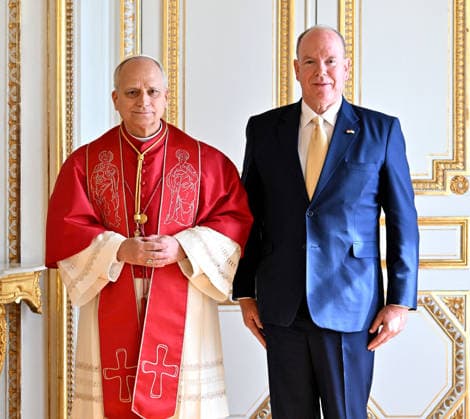 Pope Leo XIV with Prince Albert II of Monaco Meeting at the Pricnier Palace and official photo Historic visit of Pope Leo XIV to Monaco on March 28, 2026 Bruno Bebert Dominique Jacovides Bestimage Pope Leo XIV s meeting with Prince Albert II of Monaco and Princess Charlene at the Prince s Palace Historic visit of Pope Leo XIV to Monaco on March 28, 2026 Monaco  Copyright: xDominiquexJacovidesx-xBrunoxBebertx xBestimagexDominiquexJacovidesx-xBrunoxBebertx xBestimagex